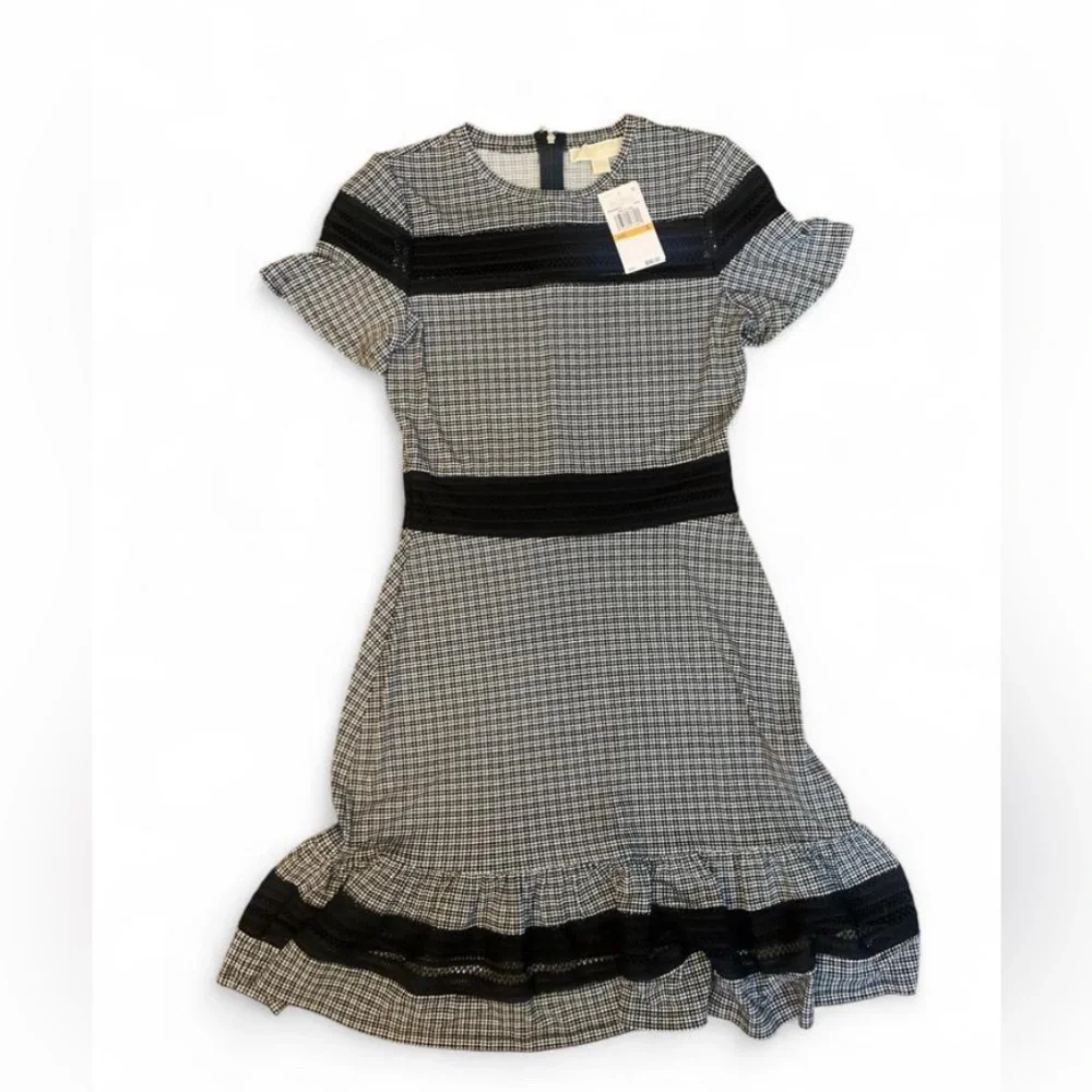 NWT Michael Kors Mesh Combo Check A-Line Dress (Size S)